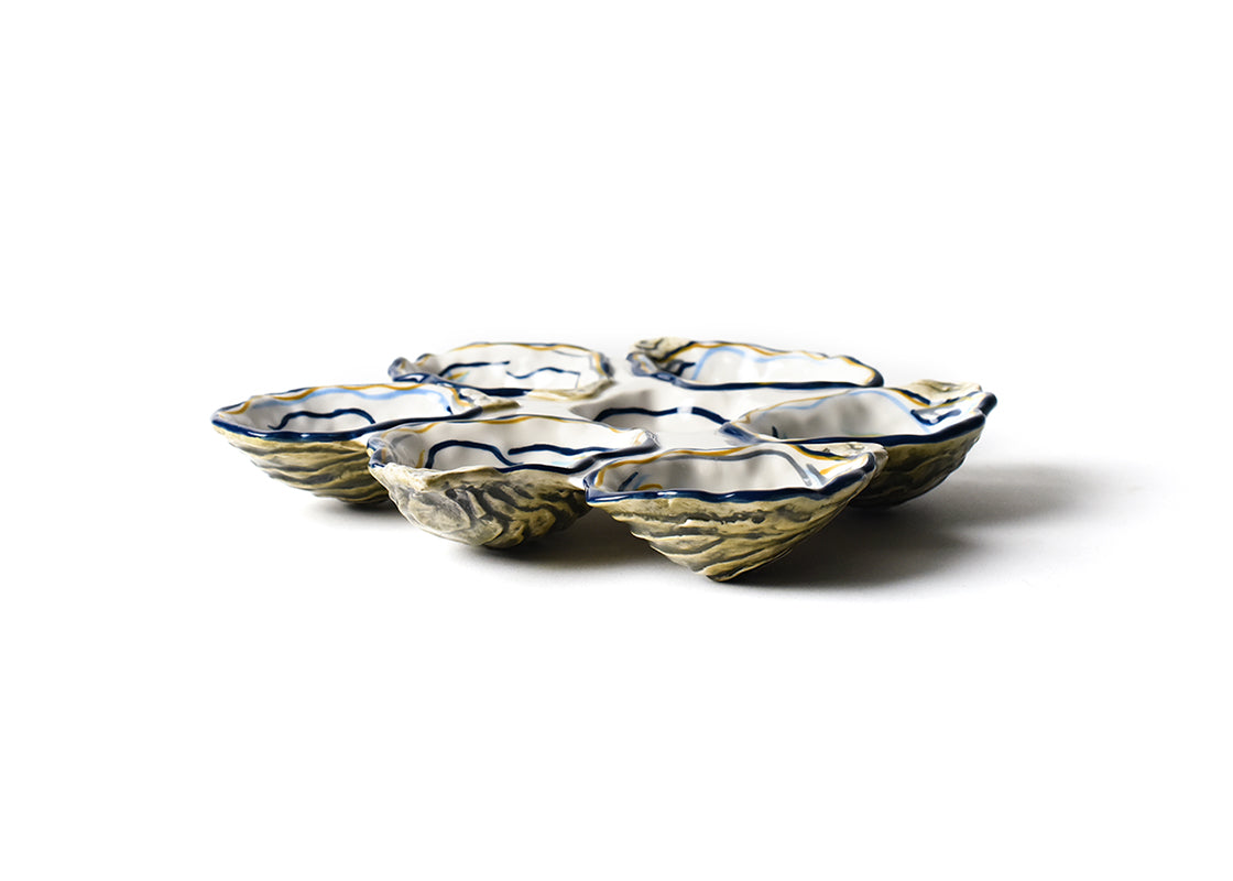 Front View of Oyster Half Dozen Platter Showcasing Incredible Sculpting and Hand-Painting on Bottom
