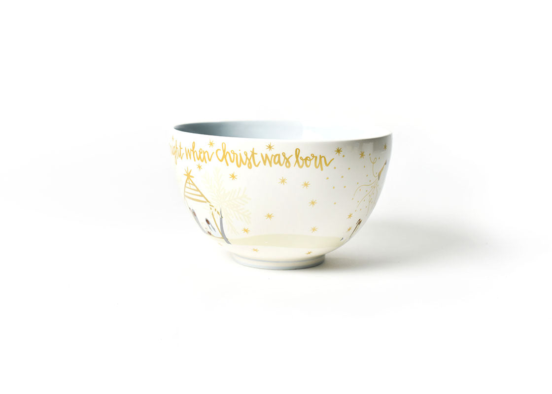 Right Side View of Brown Skin O Holy Night 9in Footed Bowl