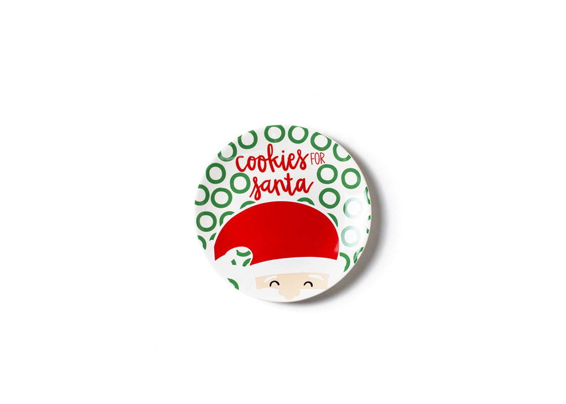 Overhead View of Fair Skin North Pole Cookies for Santa Plate Showcasing Design Details and the Message "Cookies for Santa" in Our Branded Handwriting