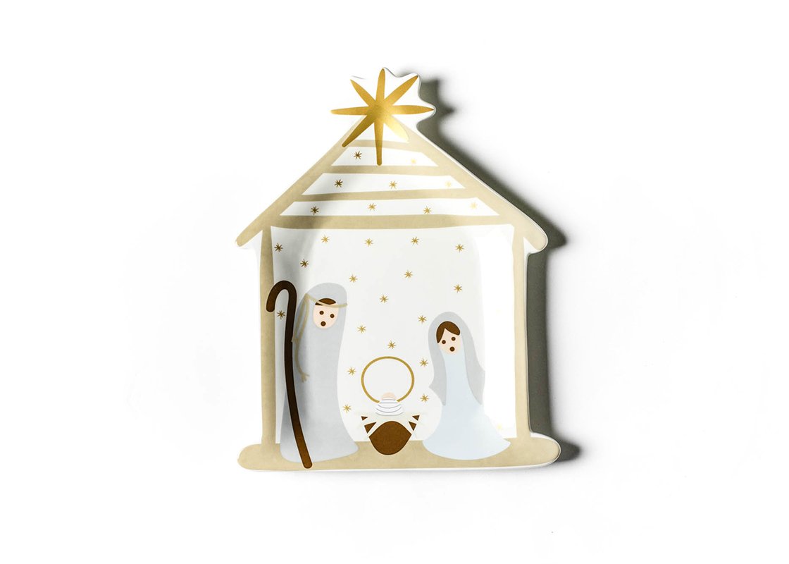 Overhead View of Fair Skin Nativity Platter