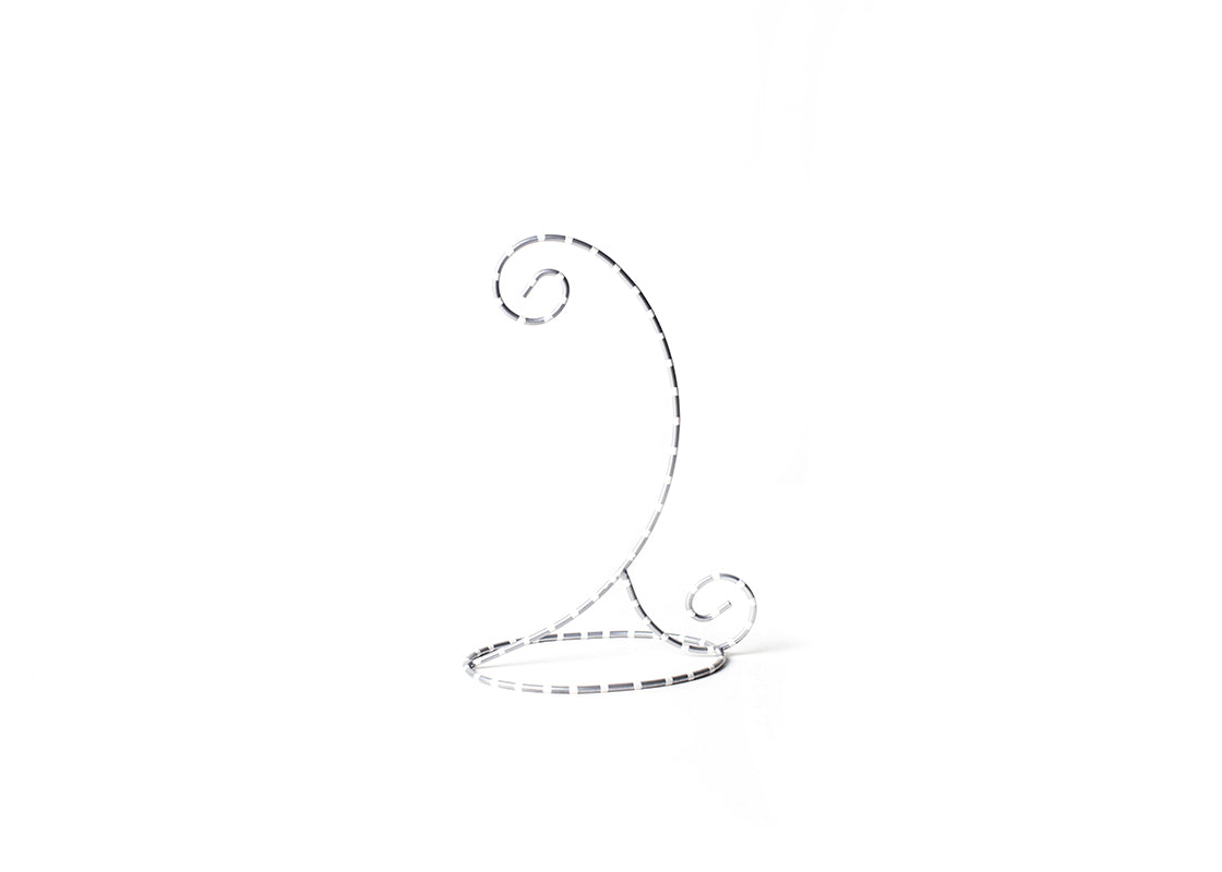 Front View of Silver and White Ornament Stand