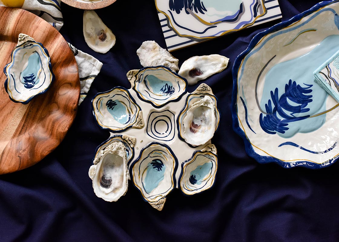 Overhead View of Oyster Collection Including 13in Oyster Platter
