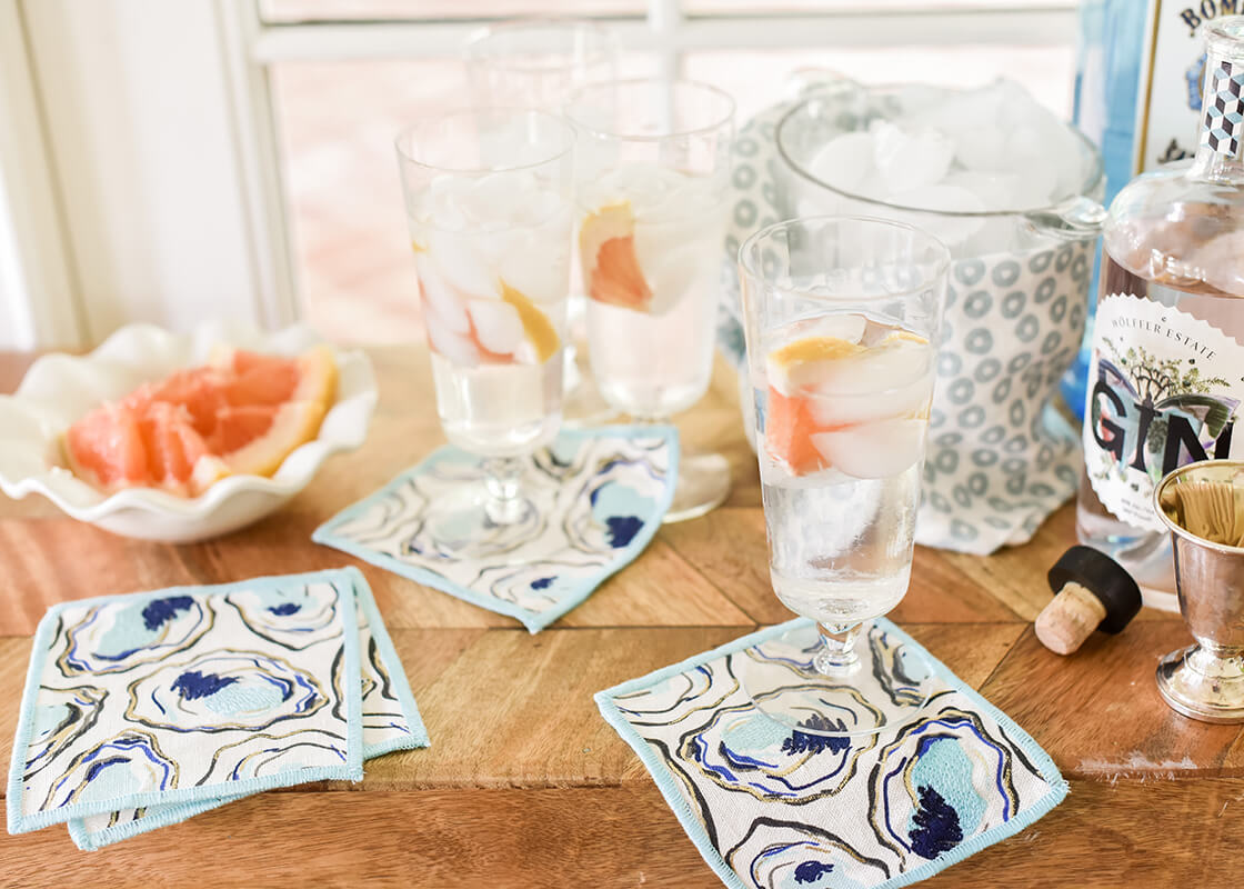 Front View of Traditional Yet Modern Touch with Oyster Design Cocktail Napkins