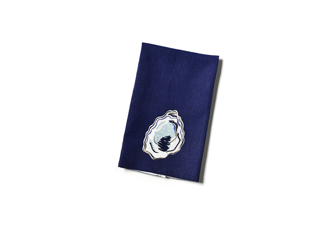 Overhead View of Oyster Medium Hand Towel Showing Design when Folded