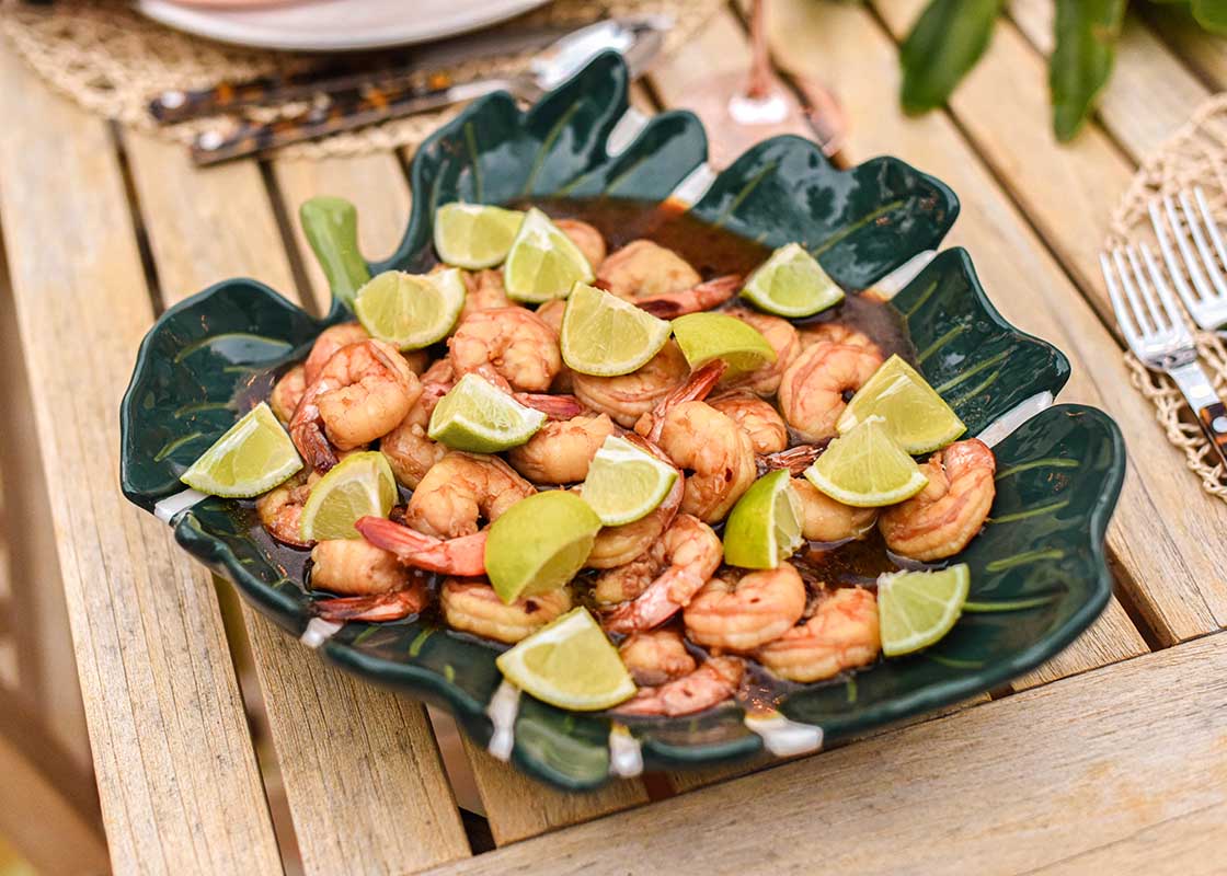 Front View of Palm Platter Used as Serveware