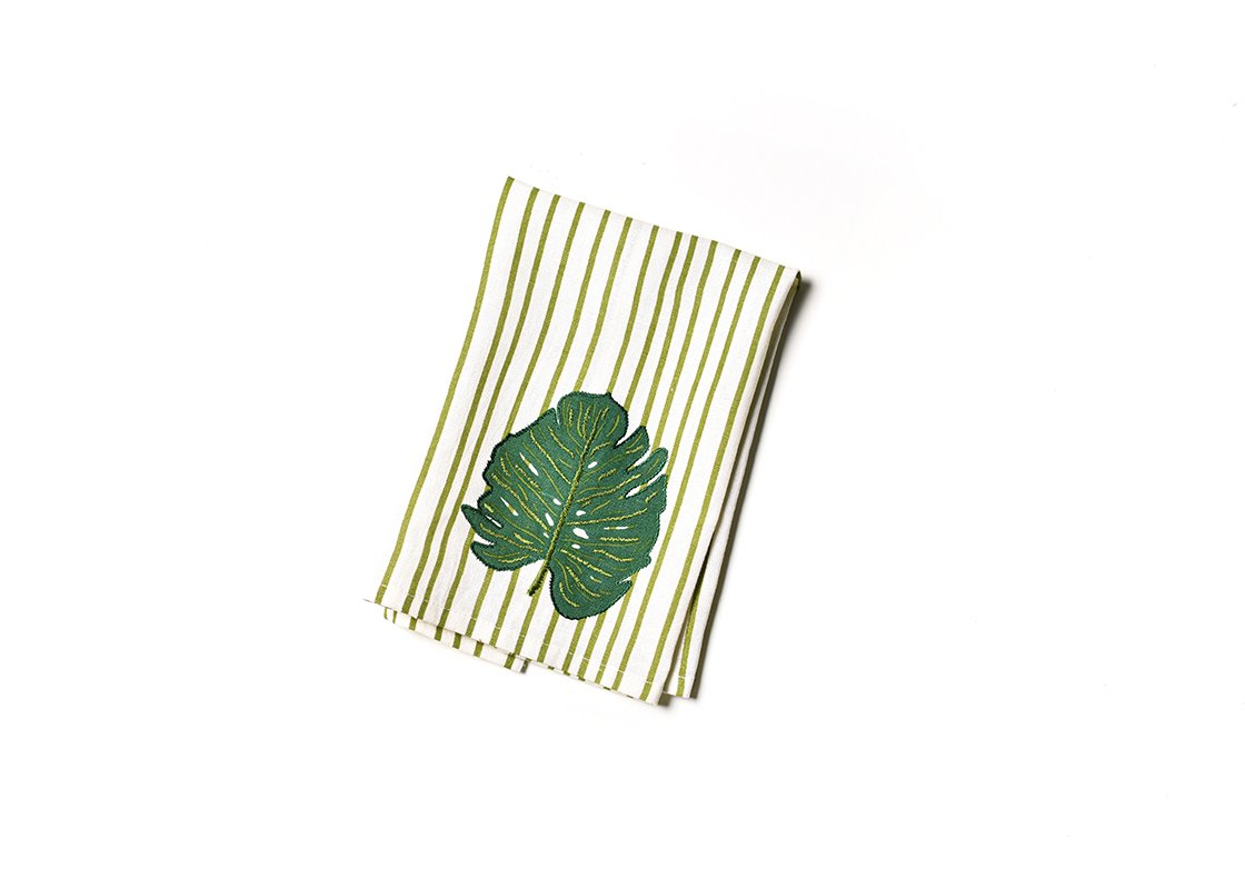 Overhead View of Palm Medium Hand Towel Showing Design when Folded