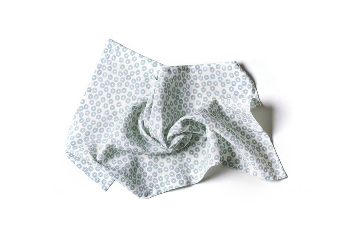 Overhead View of Crumpled Iris Blue Pip Large Hand Towel Showcasing Texture and Personality