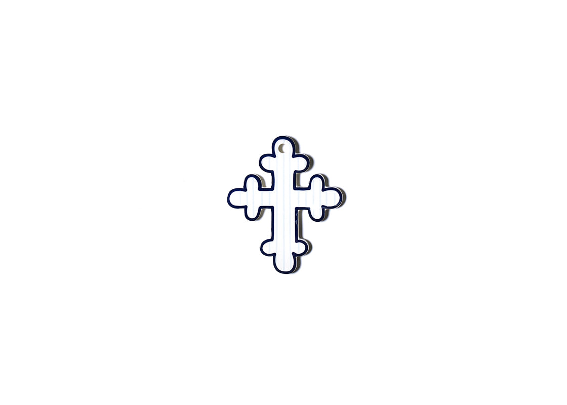 Overhead View of Blue Pinstripe Small Cross Showcasing Design Details