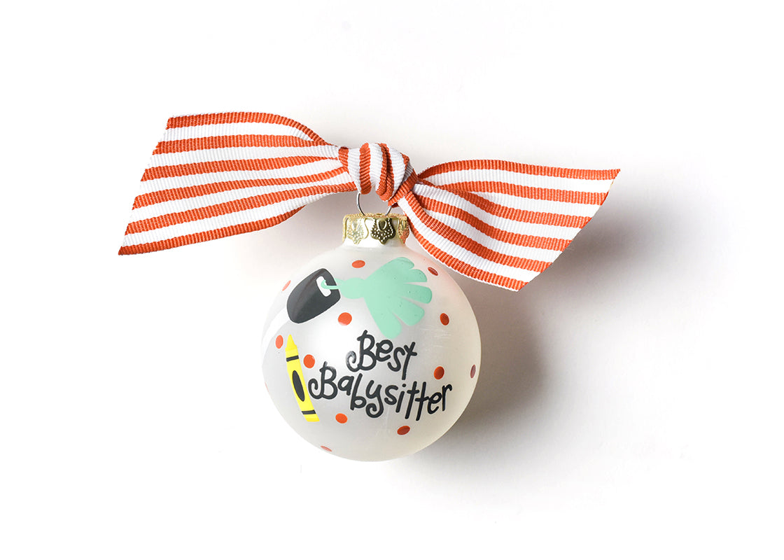 Front View of Babysitter Glass Ornament