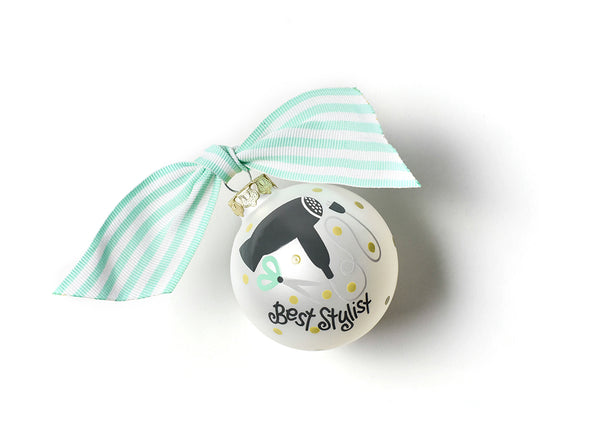 Stylist Ornament with Mint Green Striped Bow