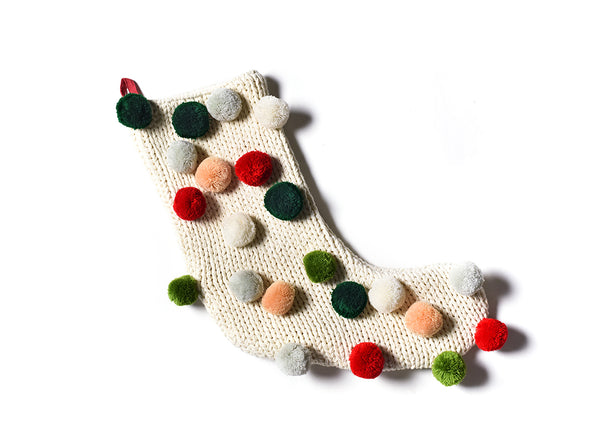 Christmas Knit Stocking With Pom Poms