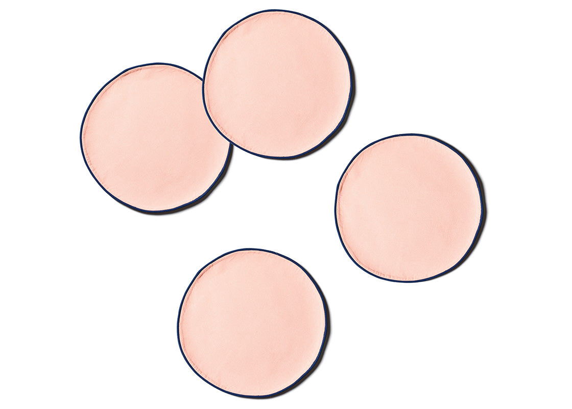 Overhead View of Provence and Navy Color Block Round Placemat Set of 4 Showing all Pieces in Set