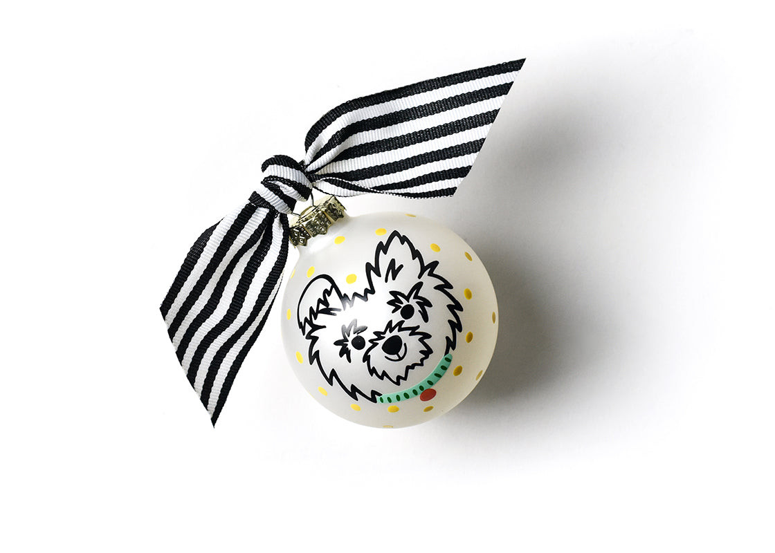 Front View of Fluffy Pet Portrait Glass Ornament