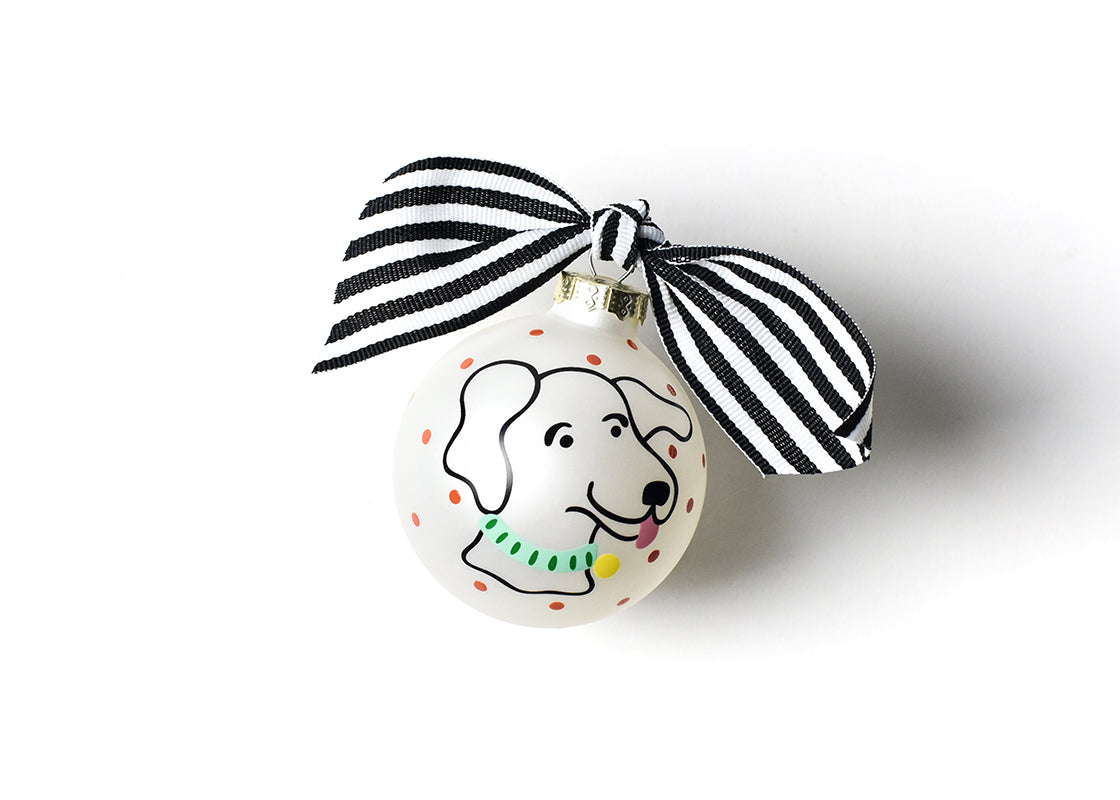 Front View of Floppy Pet Portrait Glass Ornament
