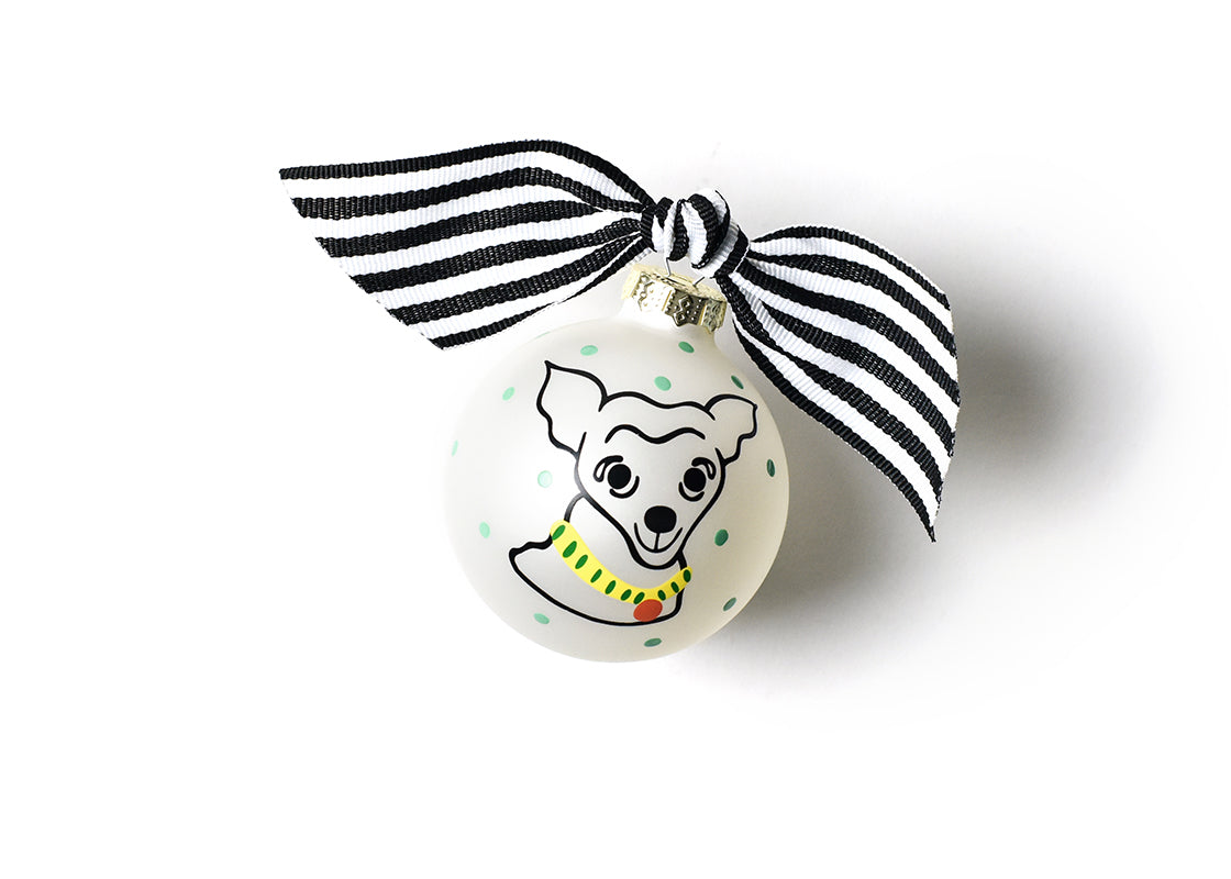 Front View of Pointy Pet Portrait Glass Ornament