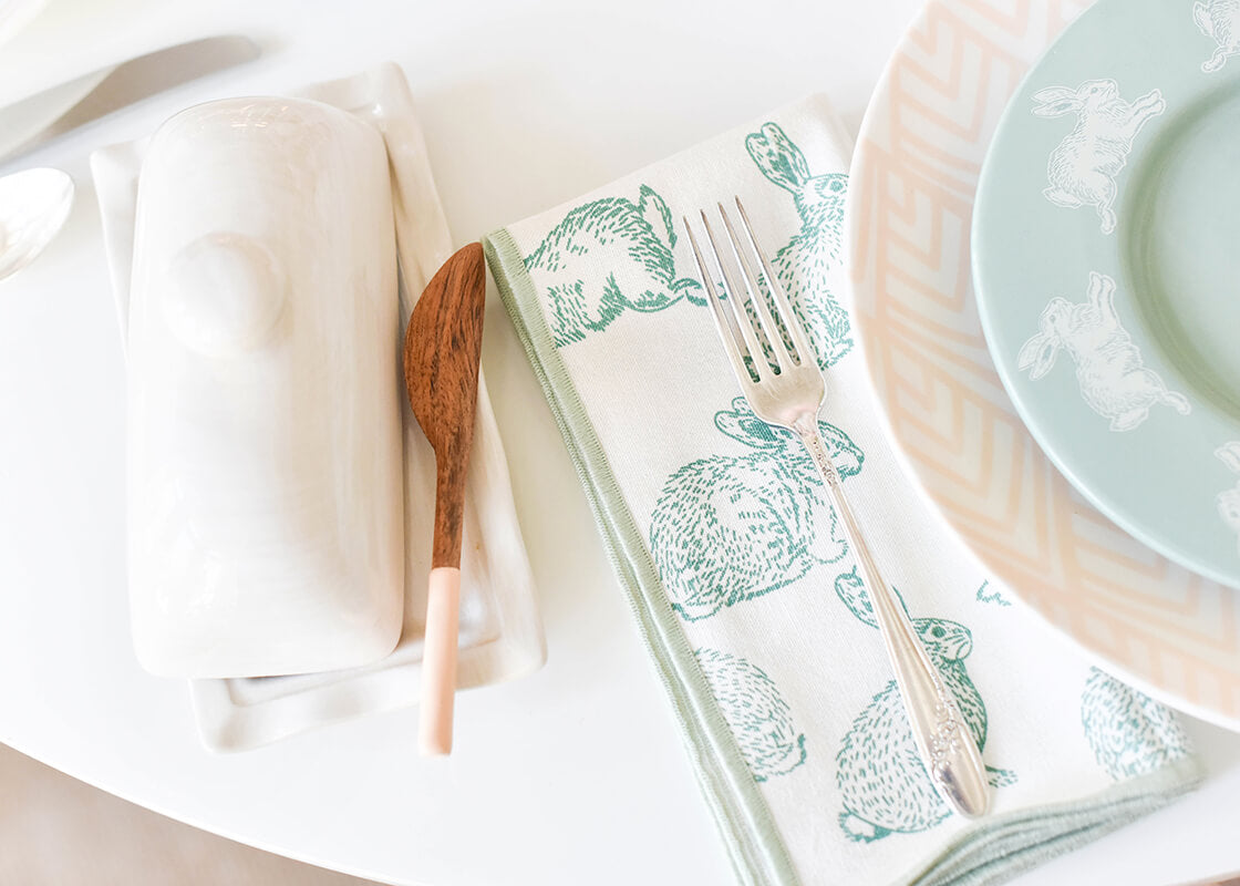 Extreme Cropped Close up of Speckled Rabbit Napkin in Set of 4
