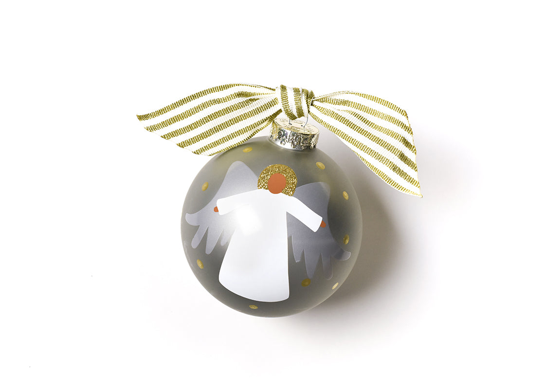 Front View of Brown Skin Forever in Our Hearts Angel Glass Ornament