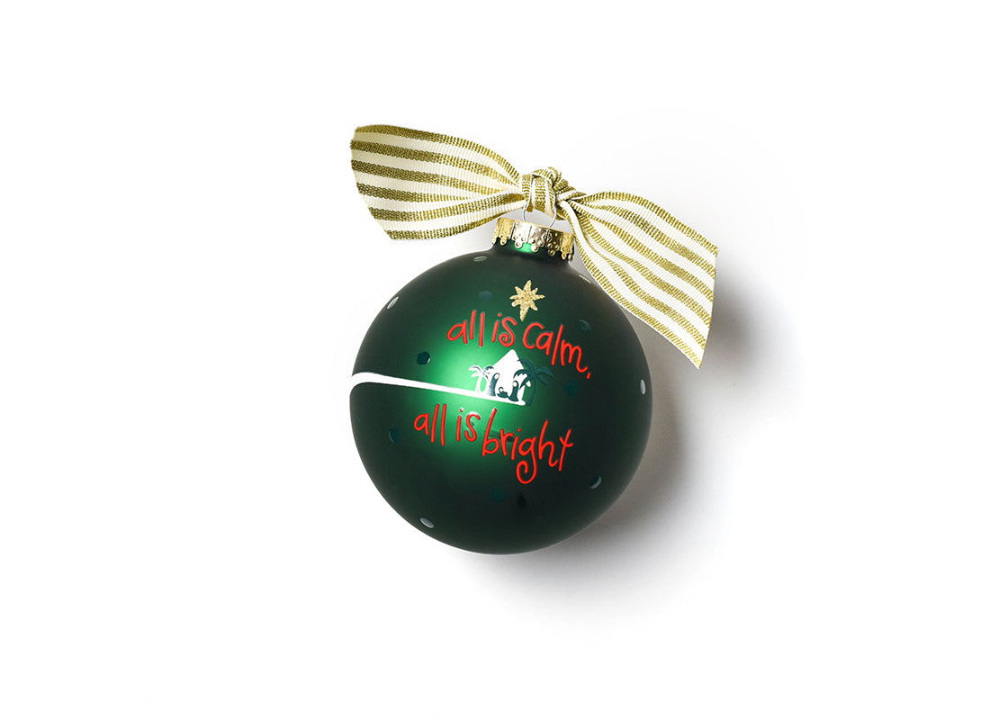 Back View of Silent Night Glass Ornament Showing Design Details