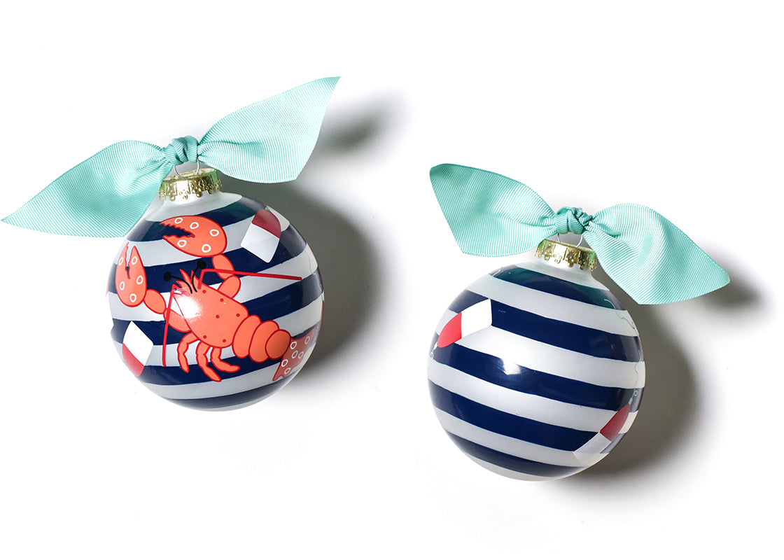 Front and Back View of Lobster Glass Ornament Placed Side by Side