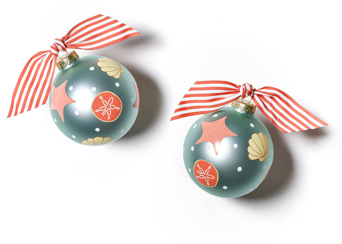 Front and Back View of Shells Glass Ornament Placed Side by Side