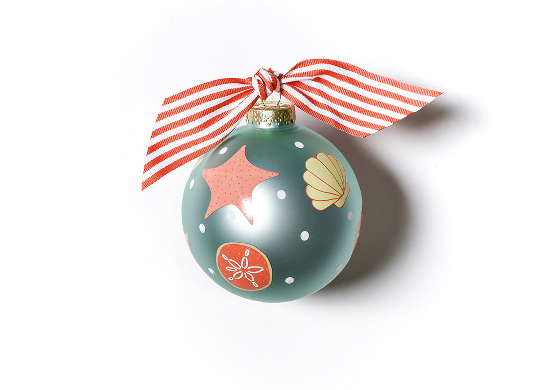 Back View of Shells Glass Ornament Showing Design Details
