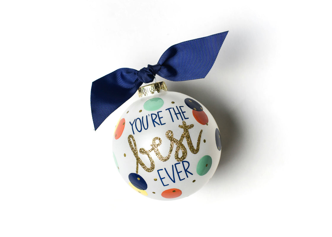 Front View of Best Ever Glass Ornament