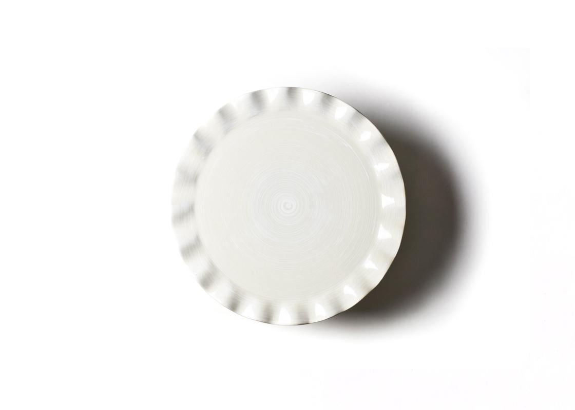 Overhead View of Signature White Ruffle Large Cake Stand Showcasing Design Details