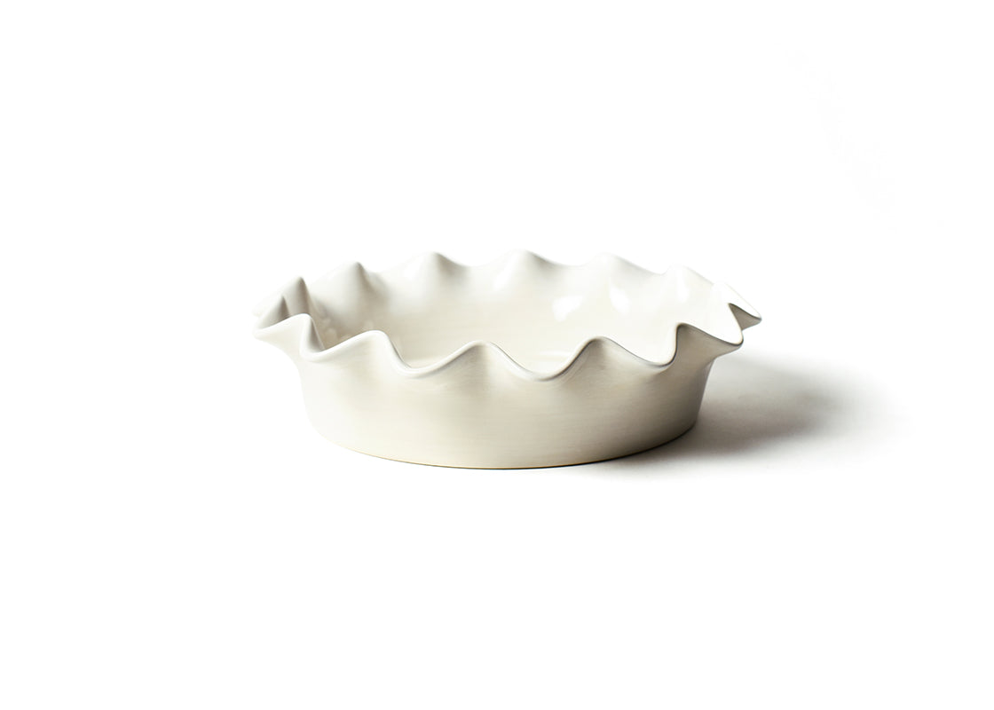 Front View of Signature White 9 Ruffle Pie Dish