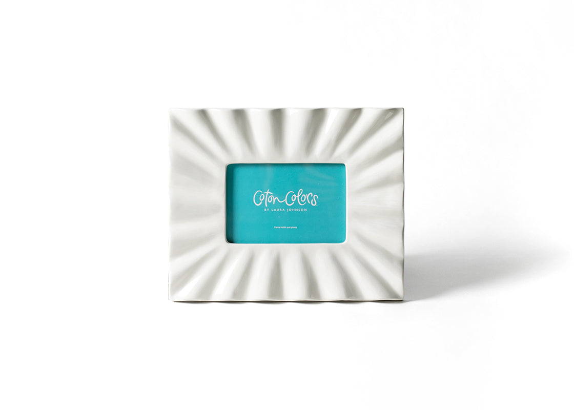 Front View of Signature White Ruffle Rectangle Frame
