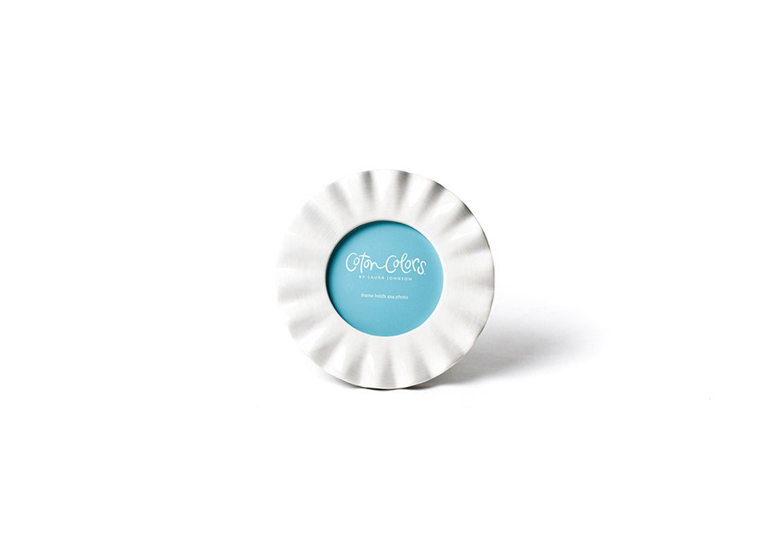 Front View of Signature White Ruffle Round Frame