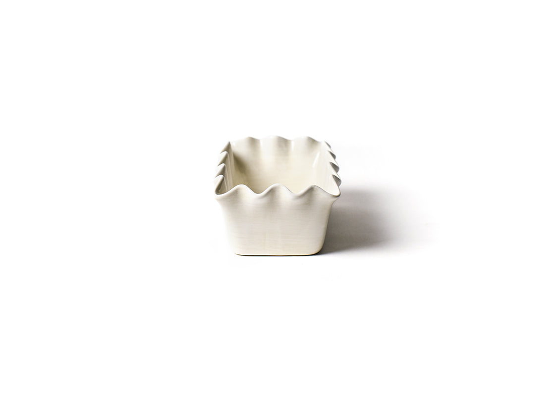 Left Side View of Signature White Ruffle Loaf Pan
