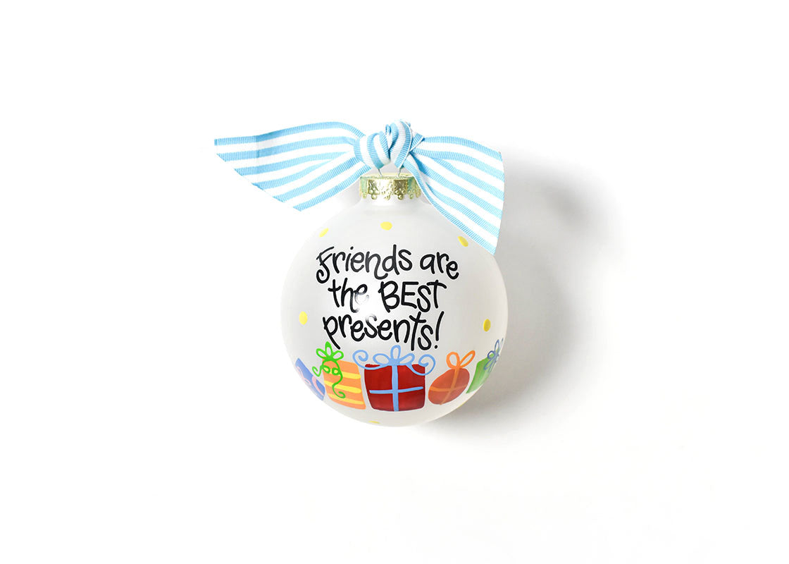 Front View of Friends are the Best Presents Glass Ornament