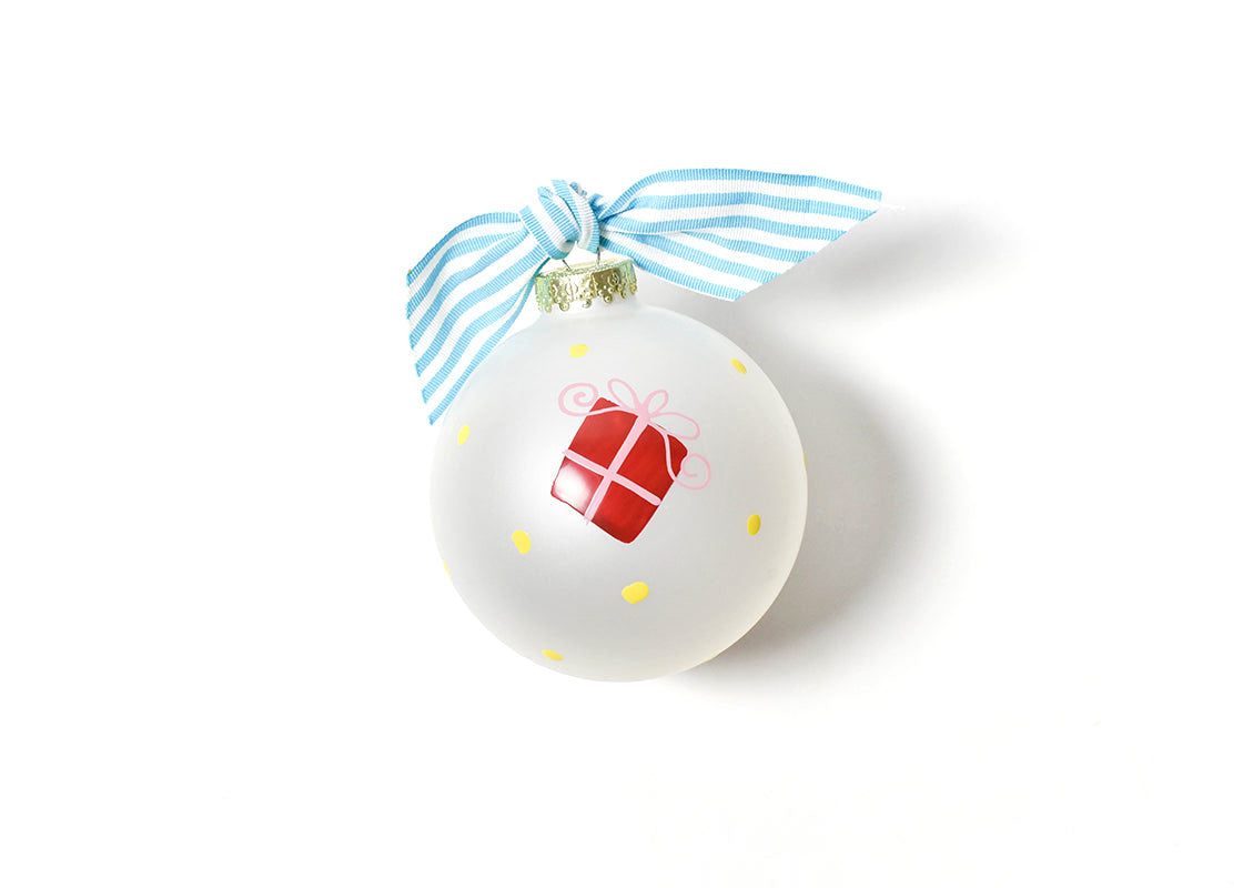 Back View of Friends are the Best Presents Glass Ornament Showing Design Details