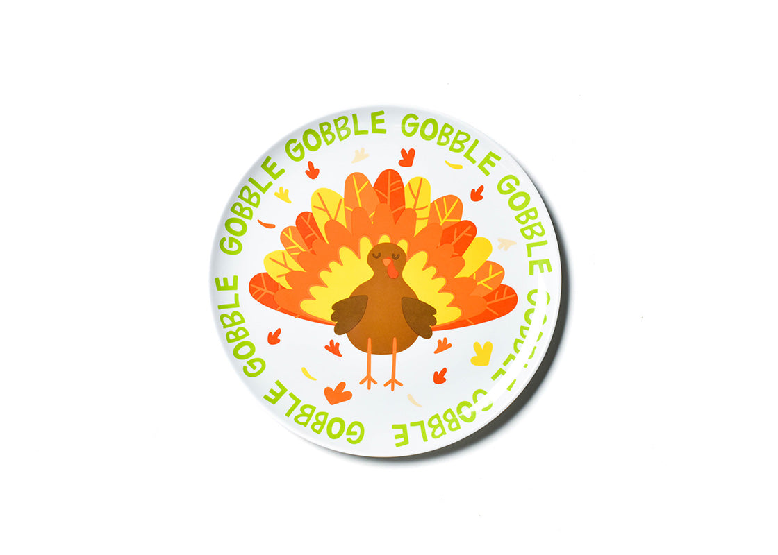 Overhead View of Thanksgiving Turkey Melamine Dinner Plate
