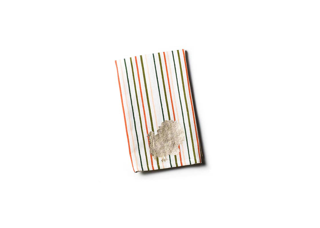 Overhead View of Turkey Stripes Medium Hand Towel Showing Design when Folded