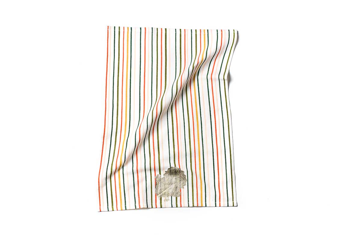 Overhead View of Crumpled Turkey Stripes Medium Hand Towel Showcasing Texture and Personality