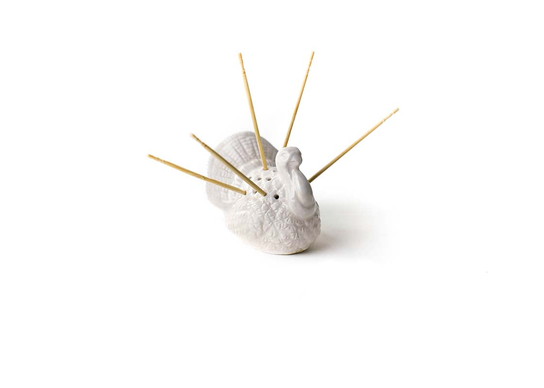 Left Side View of Turkey Toothpick Holder with Toothpicks Placed for Serving