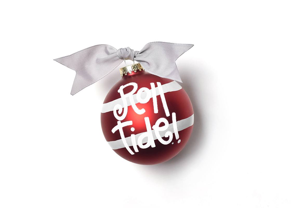 University of Alabama Stripe Glass Ornament