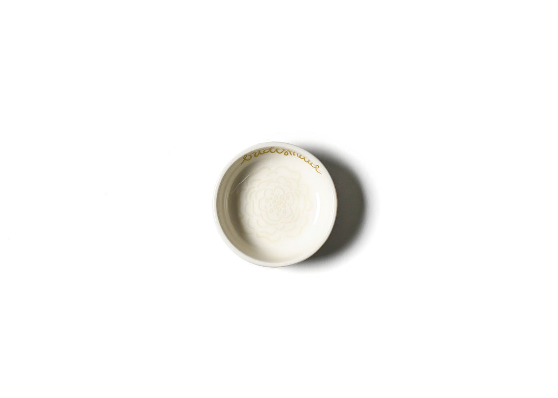 Overhead View of Ecru Floral Bridesmaid Dipping Bowl
