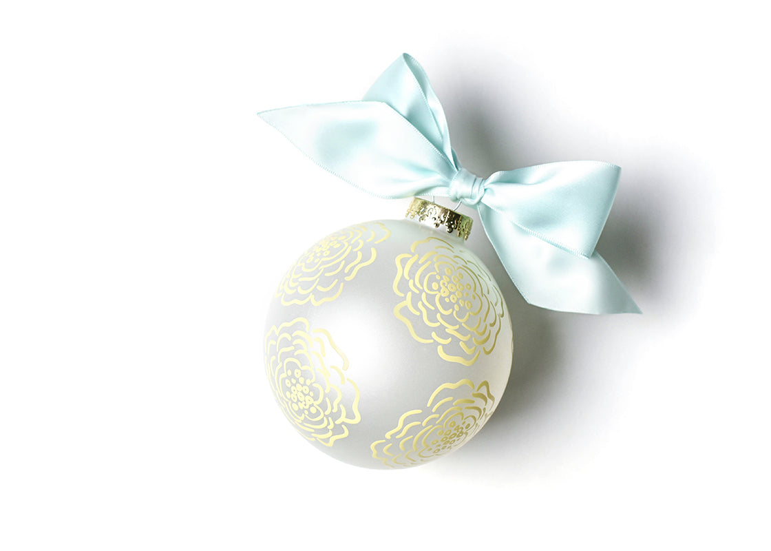 Back View of Floral Bridesmaid Glass Ornament Showing Design Details