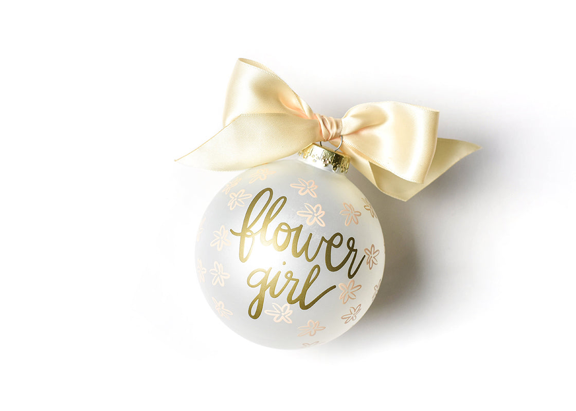 Front View of Floral Flower Girl Glass Ornament