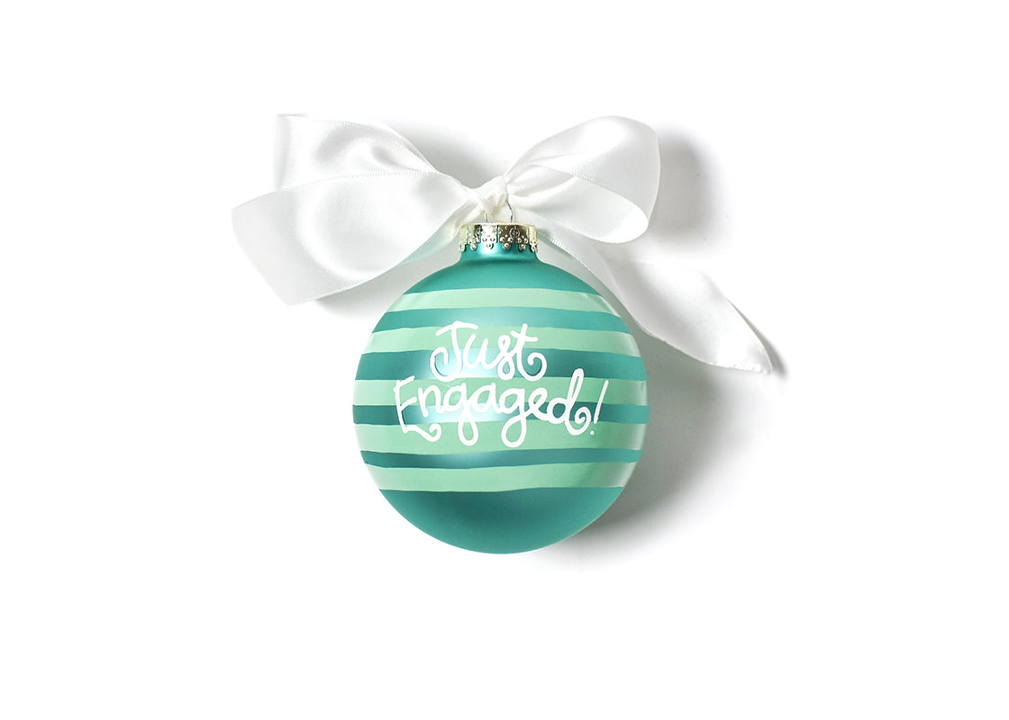 Back View of She Said Yes Just Engaged Glass Ornament Showing Design Details