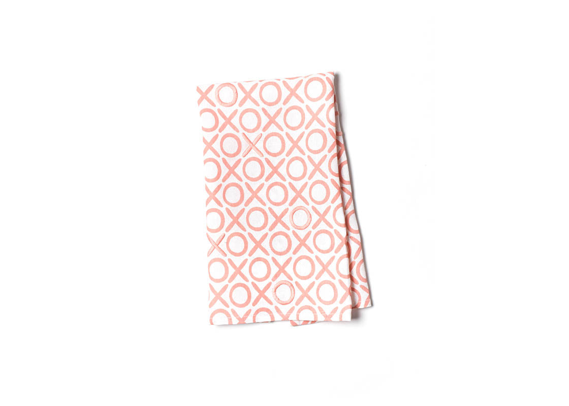 Overhead View of XOXO Large Hand Towel Showing Design when Folded