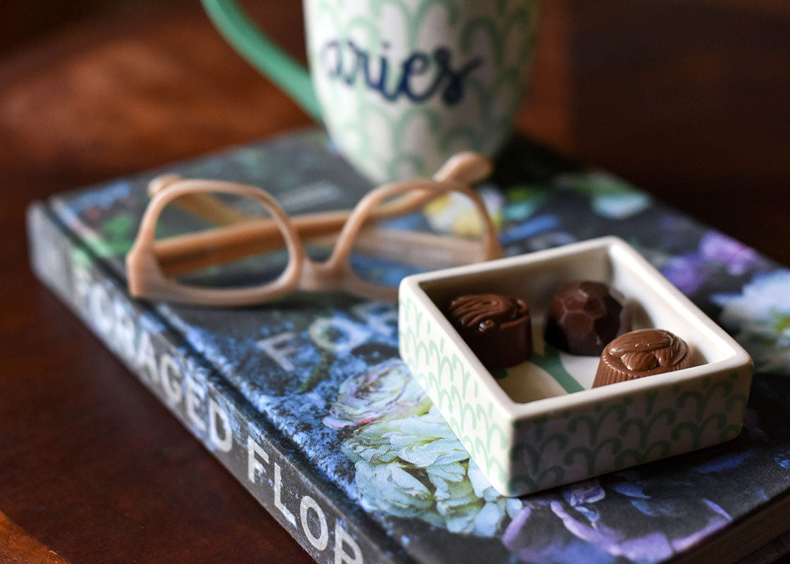 Extreme Cropped Close up of Multi-Functional Zodiac Aries Trinket Dish with Coordinating Mug