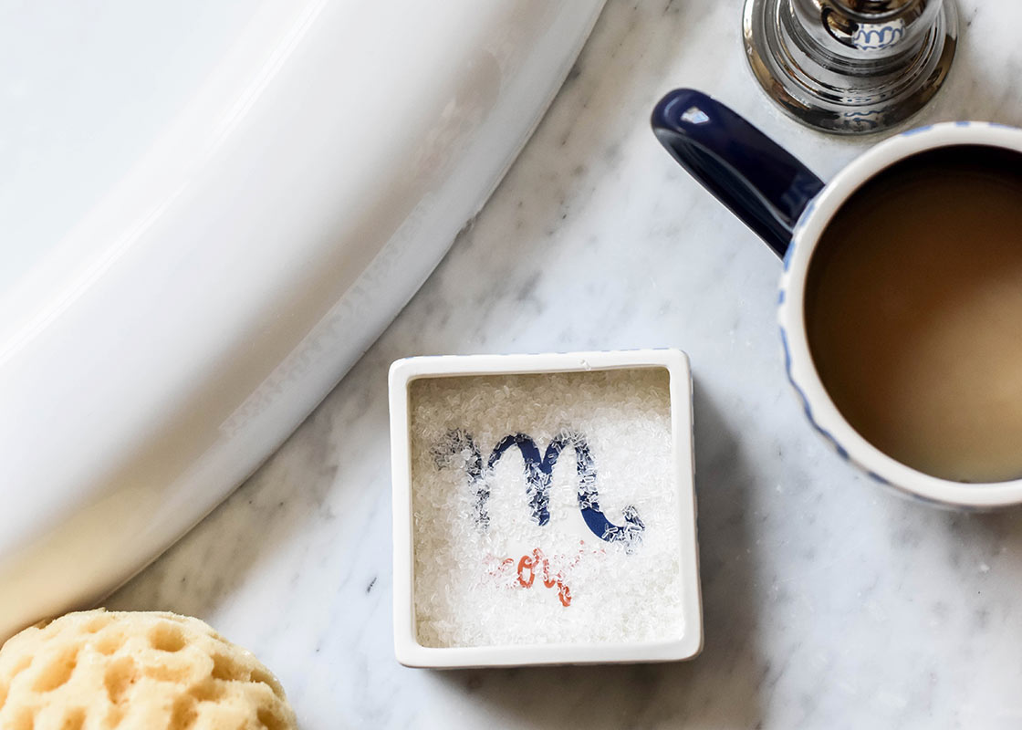 Overhead View of Zodiac Scorpio Trinket Dish with Coordinating Mug