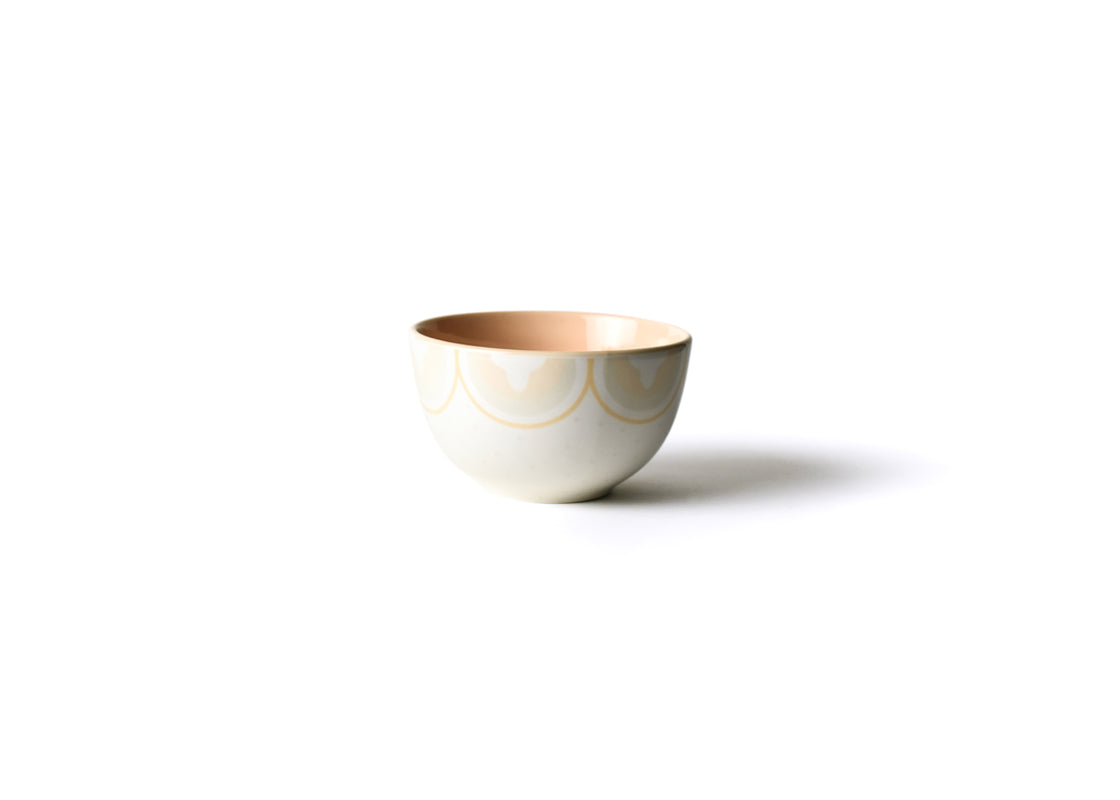 Front View of Blush Arabesque Trim Small Bowl Showcasing Design Details on Outside