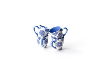 Iris Blue Burst Espresso Mugs Set of 4