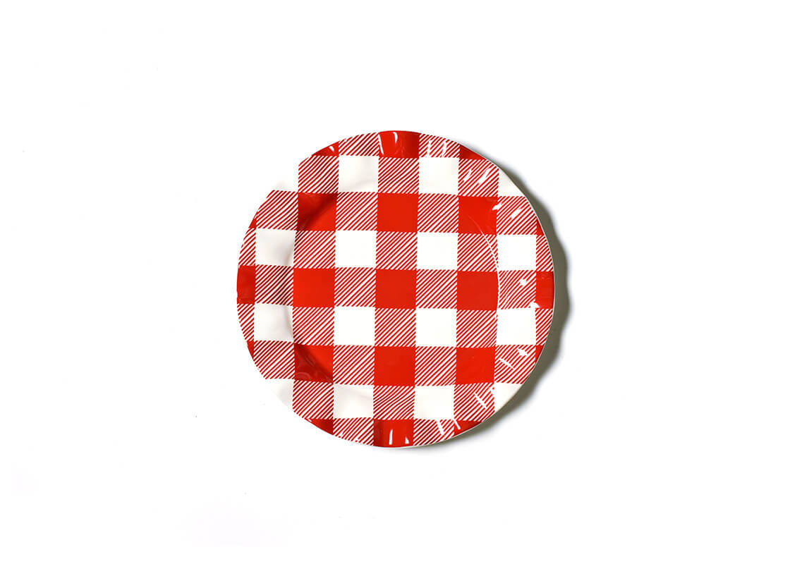 Overhead View of Buffalo Ruffle Dinner Plate in Checkered Pattern