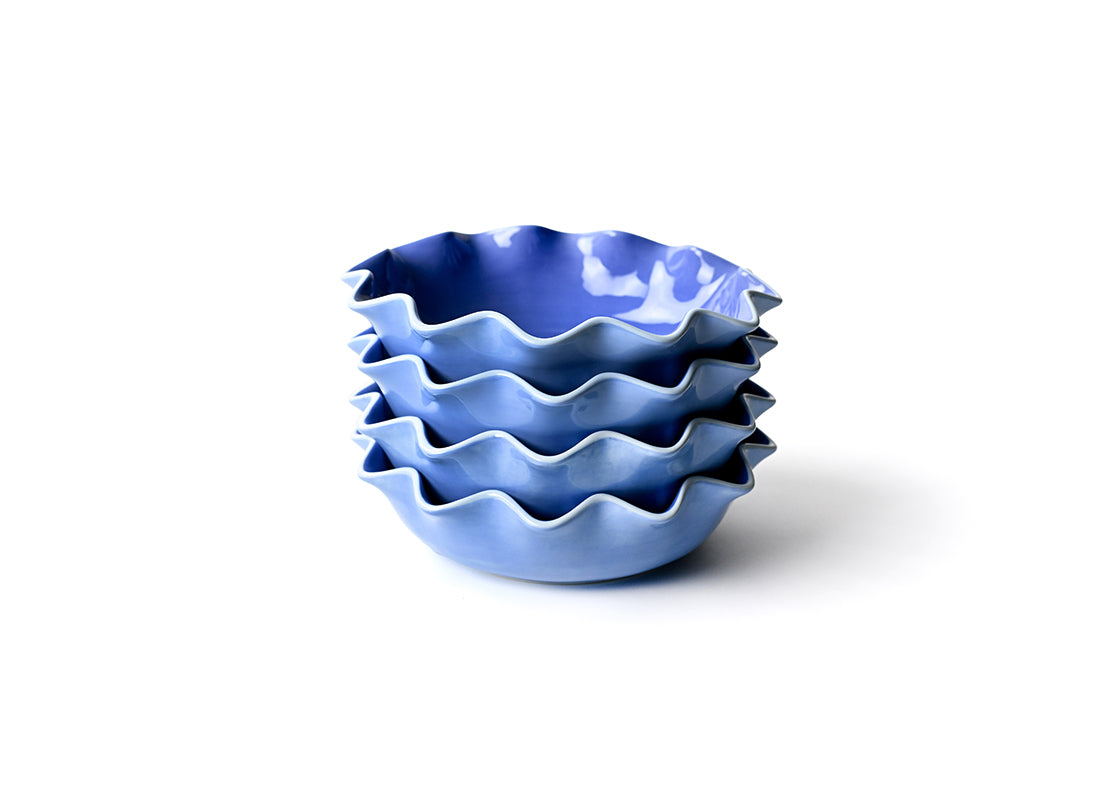 French Blue Ruffle Entree Bowls Set of 4