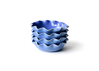 French Blue Ruffle Entree Bowls Set of 4